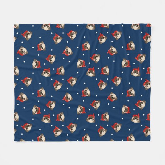kersttaartpug Fleece Blanket (Voorkant (Horizontaal))