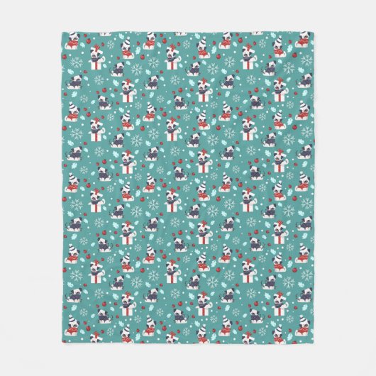 kersttaartpug Fleece Blanket (Voorkant)