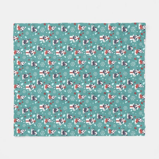 kersttaartpug Fleece Blanket (Voorkant (Horizontaal))