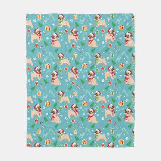 kersttaartpug Fleece Blanket (Voorkant)