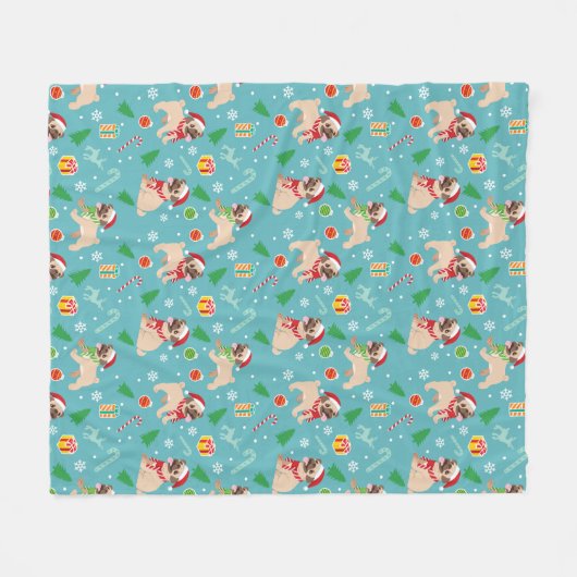 kersttaartpug Fleece Blanket (Voorkant (Horizontaal))