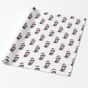 kersttabby Cat Kitten in Santa Hat Pattern Cadeaupapier