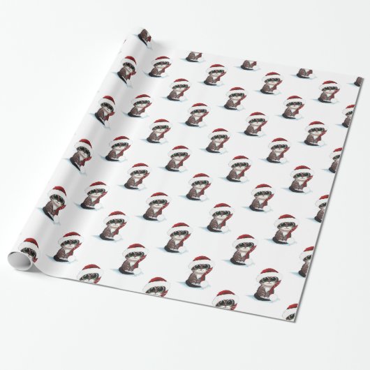 kersttabby Cat Kitten in Santa Hat Pattern Cadeaupapier (Uitgerold)
