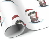 kersttabby Cat Kitten in Santa Hat Pattern Cadeaupapier (Rol Hoek)