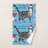 Kersttablet Kat Cool Cats Blue Red Towel Set Bad Handdoek (Handdoek)
