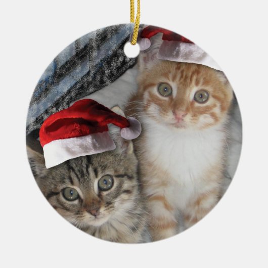 Kersttablet Kittens Keramisch Ornament (Voorkant)