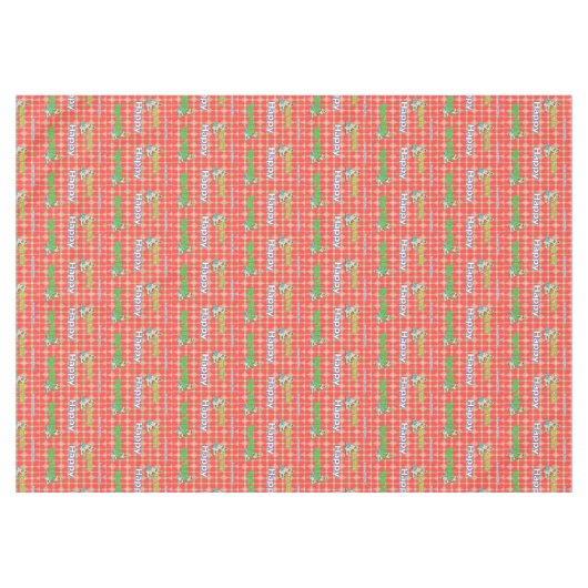 kersttablet, Prettige feestdagen rood groen Tafelkleed (Voorkant (Horizontaal))