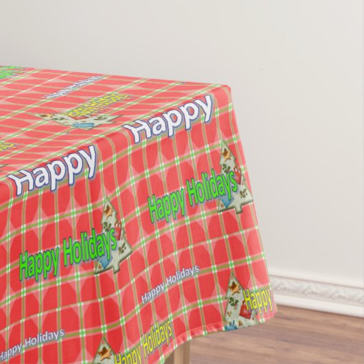 kersttablet, Prettige feestdagen rood groen Tafelkleed (Voorbeeld)