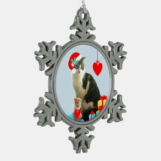 kersttablet tin sneeuwvlok ornament (Links)