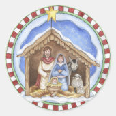 kersttactiek ronde sticker (Voorkant)