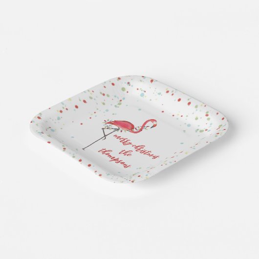 kersttactische Flamingo String Lights Papieren Bordje (Gebogen)
