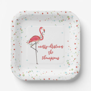 kersttactische Flamingo String Lights Papieren Bordje
