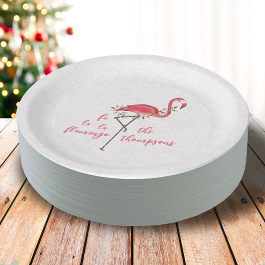 kersttactische Flamingo String Lights Papieren Bordje