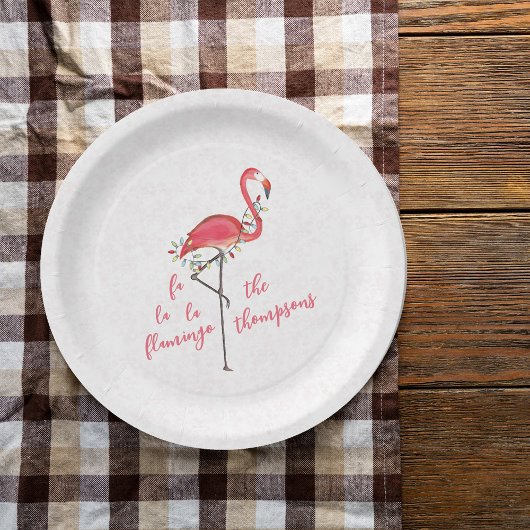 kersttactische Flamingo String Lights Papieren Bordje