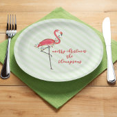 kersttactische Flamingo String Lights Papieren Bordje