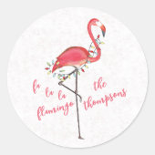 kersttactische Flamingo String Lights Ronde Sticker (Voorkant)