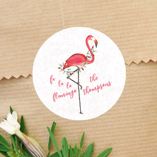 kersttactische Flamingo String Lights Ronde Sticker