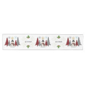 Kersttafel Runner Geplaaide bomen en Sneeuwman Medium Tafelloper (Horizontaal)