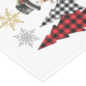 Kersttafel Runner Geplaaide bomen en Sneeuwman Medium Tafelloper (Hoek)