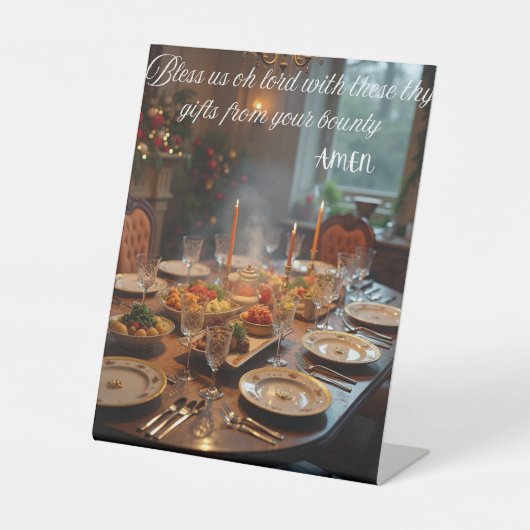 kersttafelgebed reclamebord met voetstuk (Voorkant)