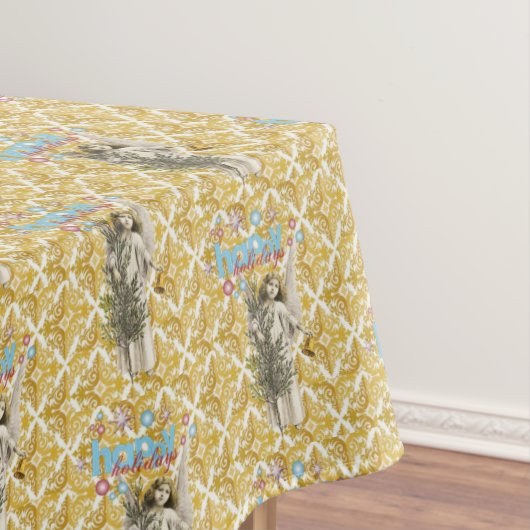 Kersttafelkleden, Merry Prettige feestdagen Angels Tafelkleed (Voorbeeld)