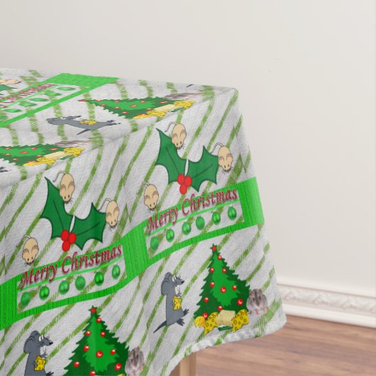 Kersttafelkleden, vrolijk kerstfeest, muizen tafelkleed (Voorbeeld)