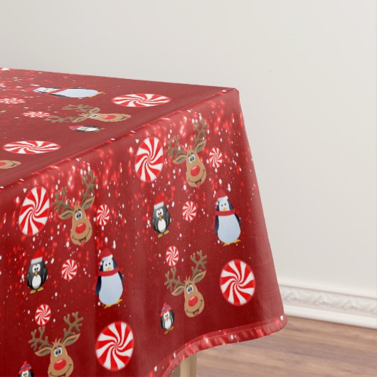 Kersttafelkleden, vrolijk kerstfeest, pinguïn tafelkleed (Voorbeeld)