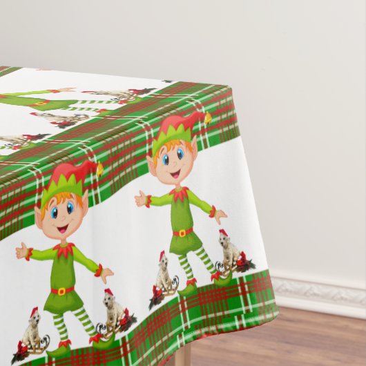 Kersttafelkleed, vrolijk kerstfeest, Elf Tafelkleed (Voorbeeld)