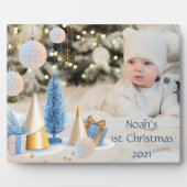 Kersttafelplaquette voor baby's eerste kerst met e fotoplaat (Voorkant)