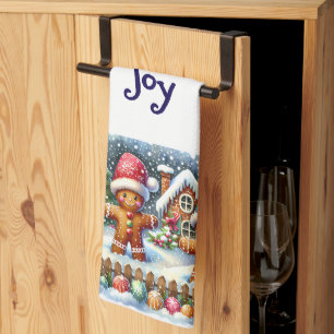 Kersttafereel met een Familie van Peperkoek in een Theedoek