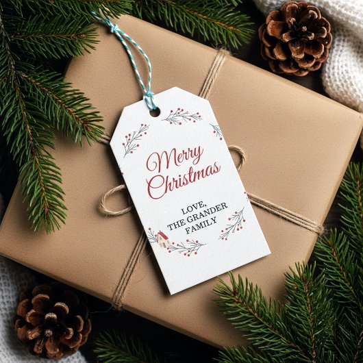 Kersttak met bessen cadeaulabel
