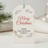 Kersttak met kerstbessen cadeaulabel