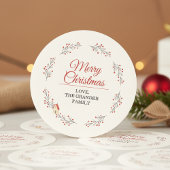 Kersttak met kerstbestijde besjes ronde sticker