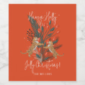 Kersttak & Tijgers Holly Jolly Kerstmis Wijn Etiket (Enkel label)
