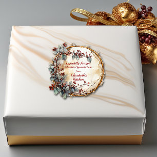 Kersttakje krans rode bessen bladeren vierkante sticker