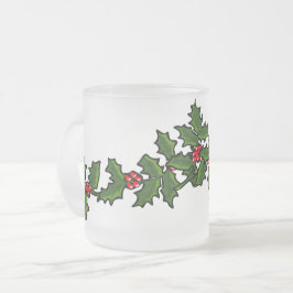 Kersttakken van hulst rood groen wit matglas koffiemok