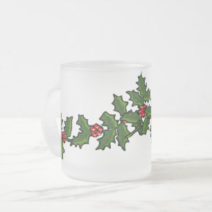 Kersttakken van hulst rood groen wit matglas koffiemok
