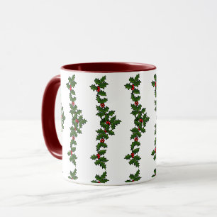 Kersttakken van hulst rood groen wit mok