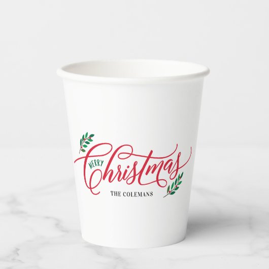 Kersttakken Vrolijk Kerstfeest Papieren Beker (Voorkant)