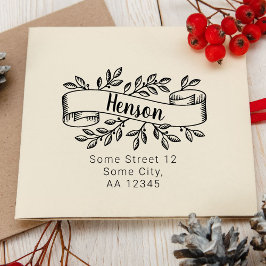 kersttalig olievloeistenlintadres rubberstempel