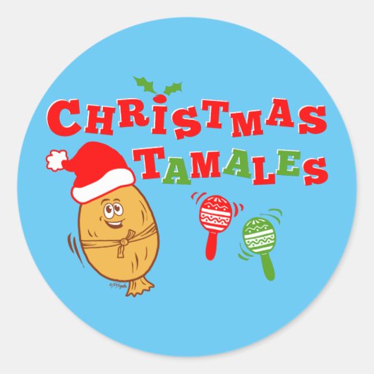 KerstTamales Ronde Sticker (Voorkant)