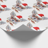 kersttan Chihuahua Santa Hat Cadeaupapier (Hoek)