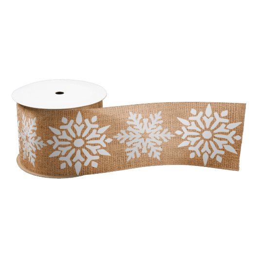 kersttan Faux Burlap met Snowflakes Satijnen Lint (Spoel)