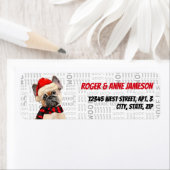 kersttan Frenchie Dog in een scarf Etiket (Insitu)