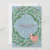 kersttand Blue Wood Deer Weddenschap Kaart (Achterkant)