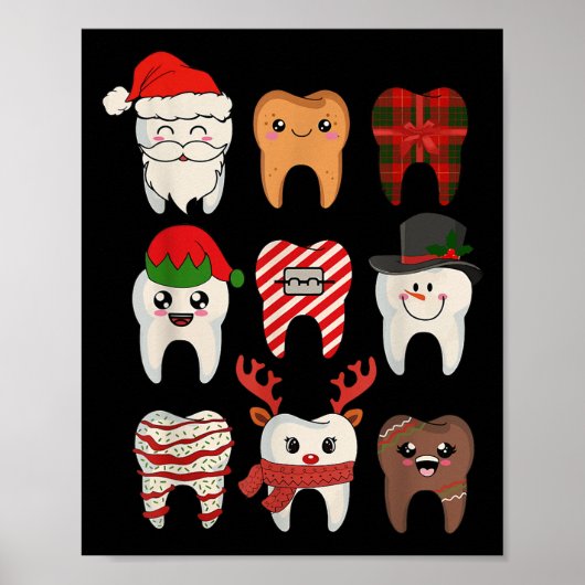 Kersttanden Tandarts Kerstmis Rendier Santa Squad Poster (Voorkant)
