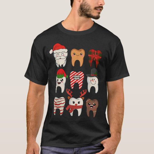 Kersttanden Tandarts Kerstmis Rendier Santa Squad T-shirt (Voorkant)