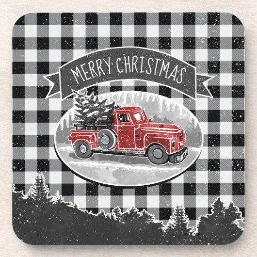  kersttanden Zwarte Buffalo-spelnaam Bier Onderzetter (Voorkant)