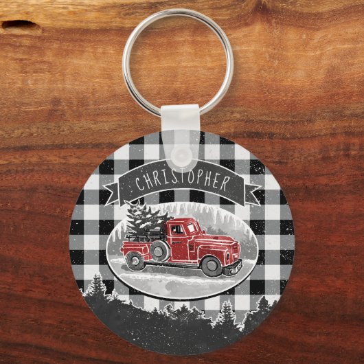  kersttanden Zwarte Buffalo-spelnaam Sleutelhanger (Achterkant)