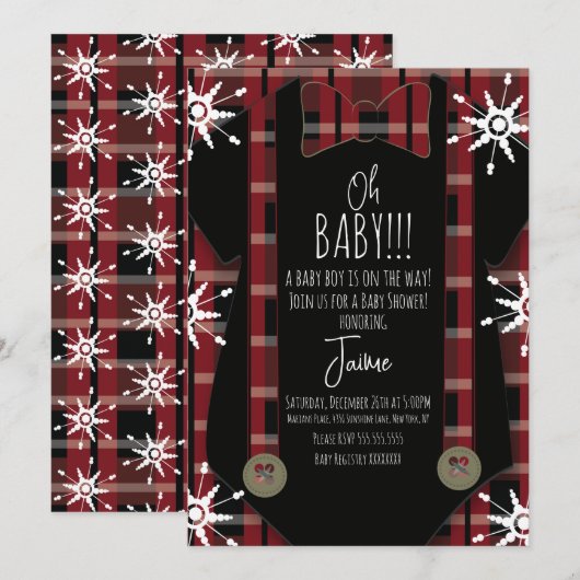 kersttang Oh Baby shower Suite Kaart (Voorkant / Achterkant)